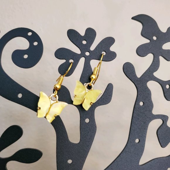 Yellow Butterfly Earrings - Picture 1 of 7